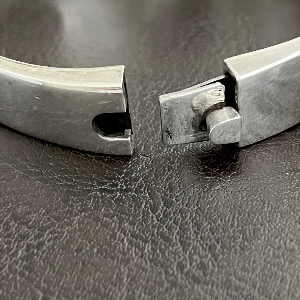 🔴SALE🔴 Vintage Mexican sterling Heavy double hinged bangle bracelet with brass - Picture 8 of 12